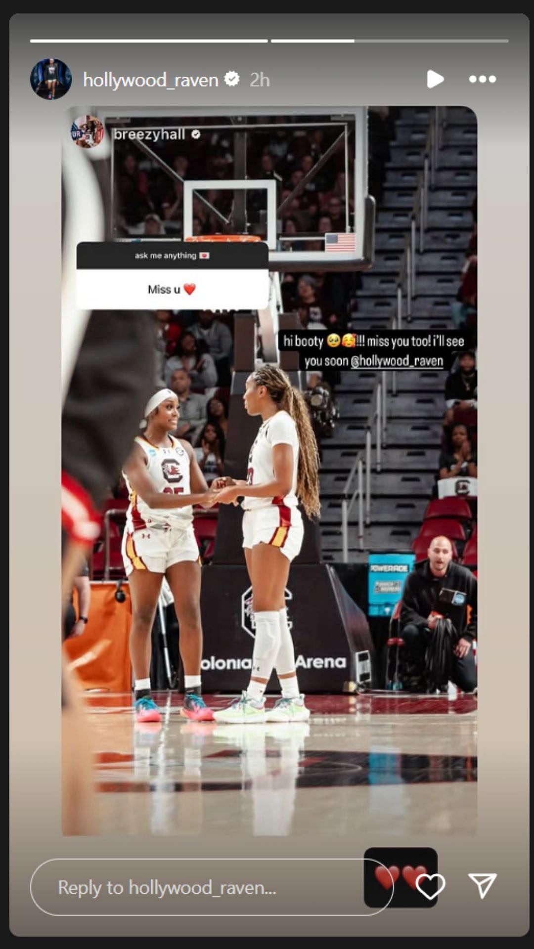 Raven Johnson reacts to Bree Hall missing her on IG story. Image via @hollywood_raven